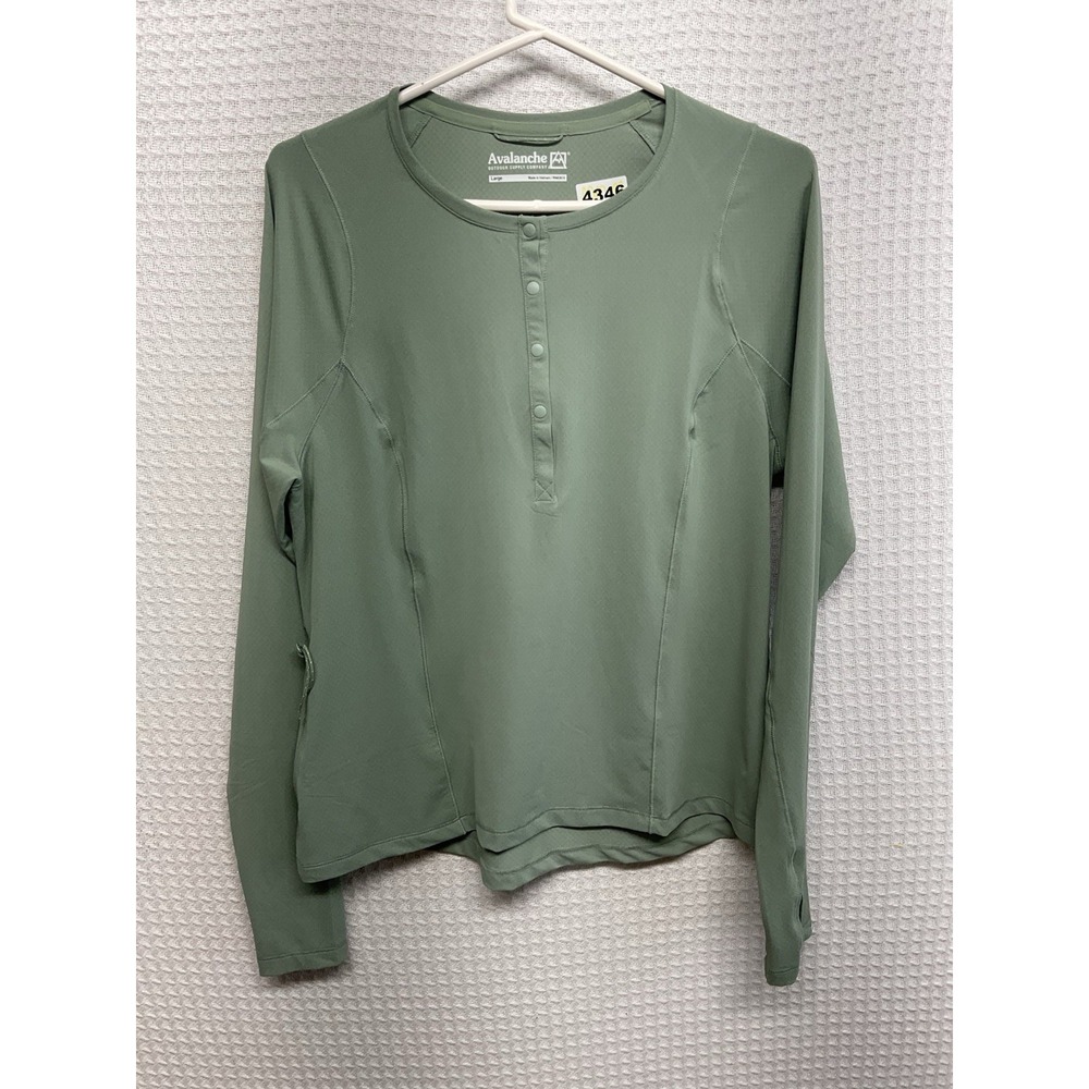 Avalanche Women's Large Sage Green SPF 50+ Long Sleeve Sun Shirts Zip Pocket
